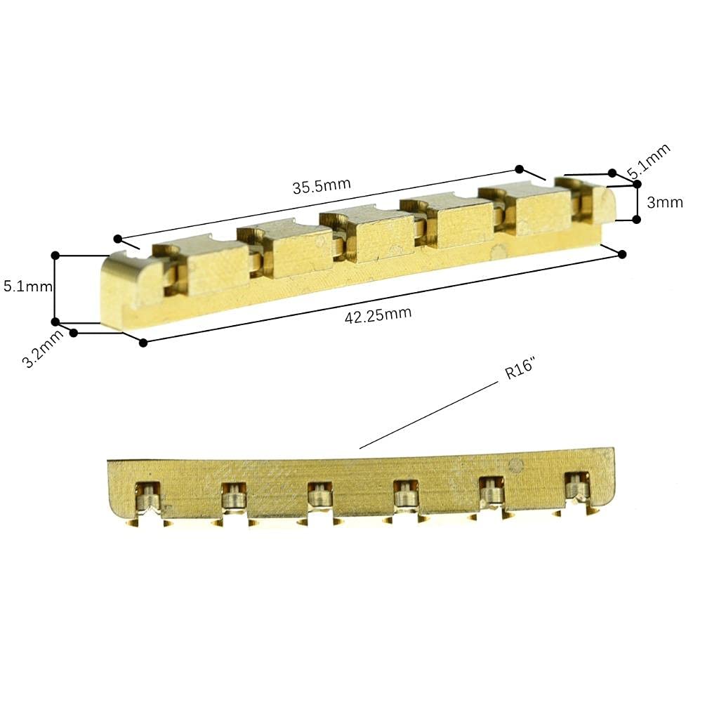 Dopro 42mm Curved Bottom Brass Guitar Nut Height Adjustable Brass Nut Fits Strat/Tele Guitars